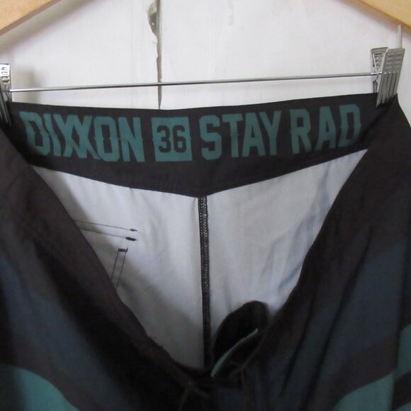 Dixxon Board Shorts 36 Green Black Stripe Swim Trunks - Picture 4 of 7
